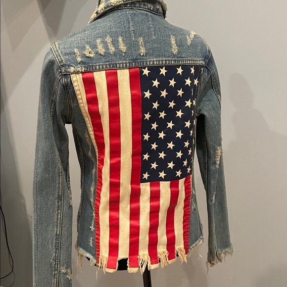 UNIF Jackets & Blazers - Distressed Denim Jacket with Studs unif brand xs American flag on back